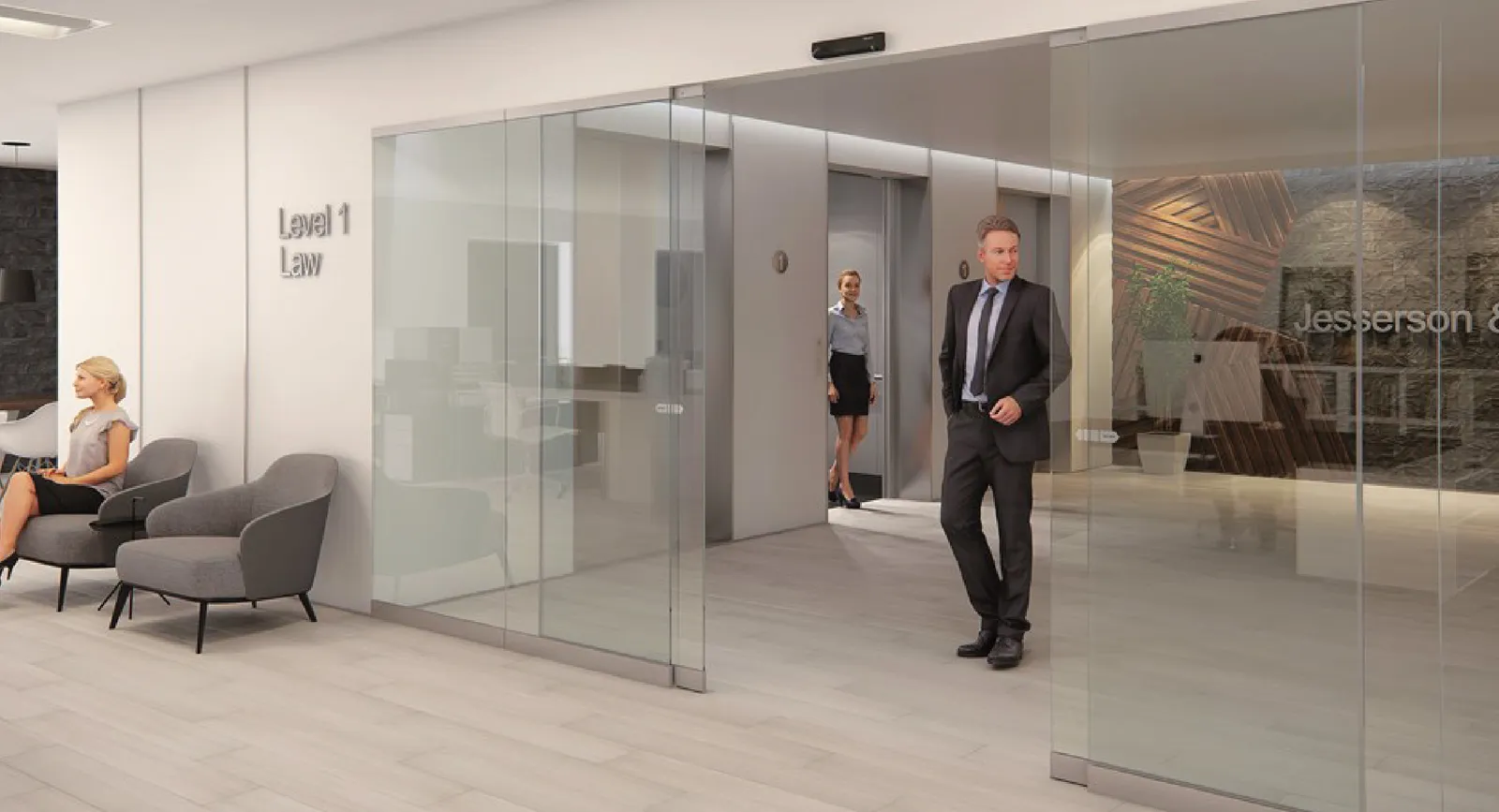 Puerta automática Elegant con perfilería delgada y estilizada